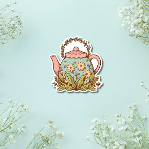 Sticker une mignonne cafetière à thé vintage