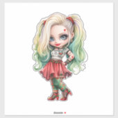 Sticker Une mignonne fille Halloween collection de design (Feuille)