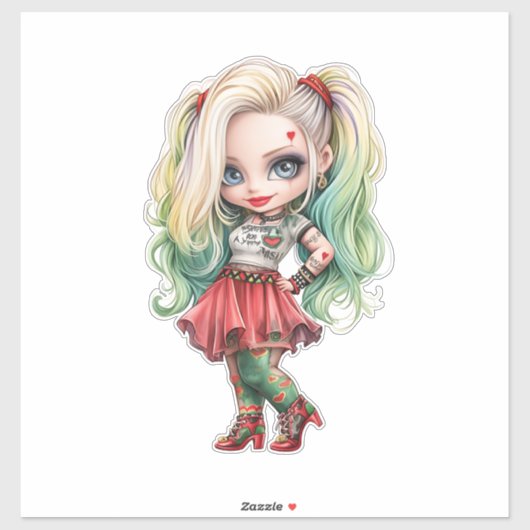 Sticker Une mignonne fille Halloween collection de design (Feuille)