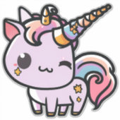 Sticker Une mignonne licorne kawaii (Devant)