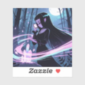 Sticker Une mignonne sorcière rechargeant des cristaux dan (Feuille)