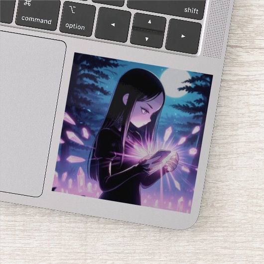 Sticker Une mignonne sorcière rechargeant des cristaux dan (Détail)