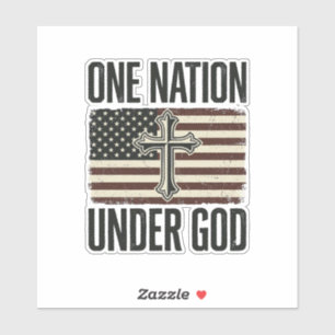 Sticker Une nation sous Dieu Croix patriotique