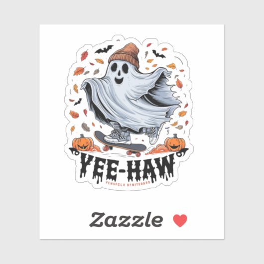 Sticker Une planche à roulettes fantôme à travers un fleur (Feuille)