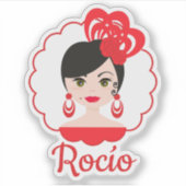 Sticker Une poupée espagnole de flamenca en rouge (Devant)