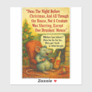 Sticker Une Souris Ivre – Chaos de Carte de Noël