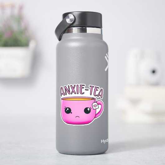 Sticker Une tasse d'ANXIE-TEA Kawaii Tea Pun (HydroFlask)