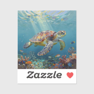 Sticker Une teinte de sarcelle sur le thème de la tortue d