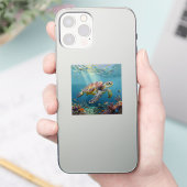 Sticker Une teinte de sarcelle sur le thème de la tortue d (Téléphone)