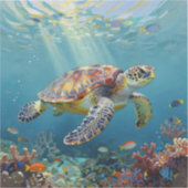 Sticker Une teinte de sarcelle sur le thème de la tortue d (Recto)