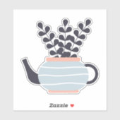 Sticker Une théière moderne simple au pastel plante (Feuille)