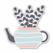 Sticker Une théière moderne simple au pastel plante (Devant)