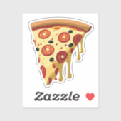 Sticker Une tranche de pizza Peperoni au fromage (Feuille)
