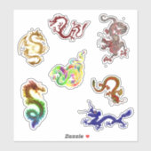 Sticker Une variété de sept dragons (Feuille)