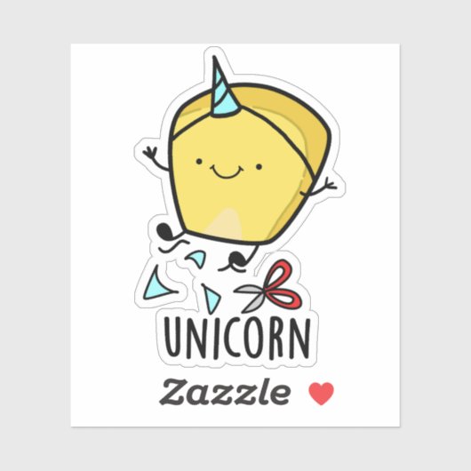 Sticker Uni-corn Funny Corn Pun (Feuille)