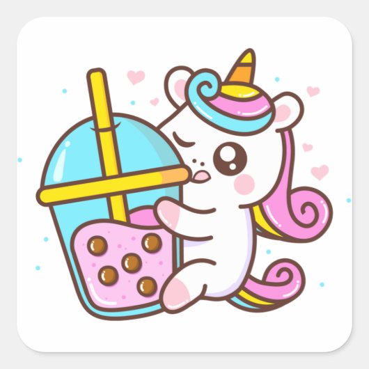 Sticker Unicorn Aimant Thé de bulle (Devant)