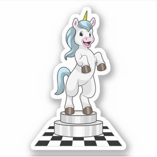 Sticker Unicorn at Chess (Devant)