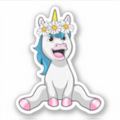Sticker Unicorn avec Flowers Daisy (Devant)