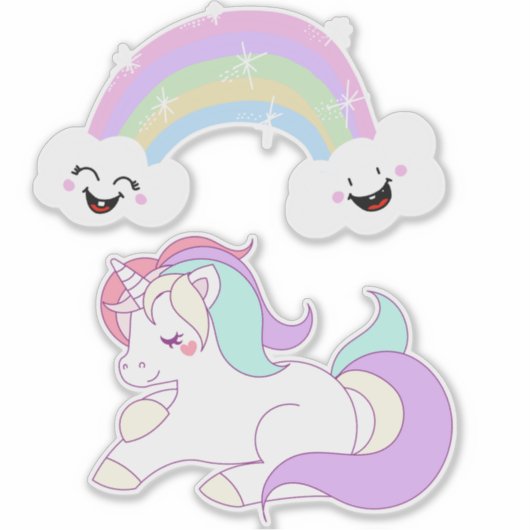 Sticker Unicorn et Rainbow (Devant)