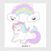 Sticker Unicorn et Rainbow (Feuille)