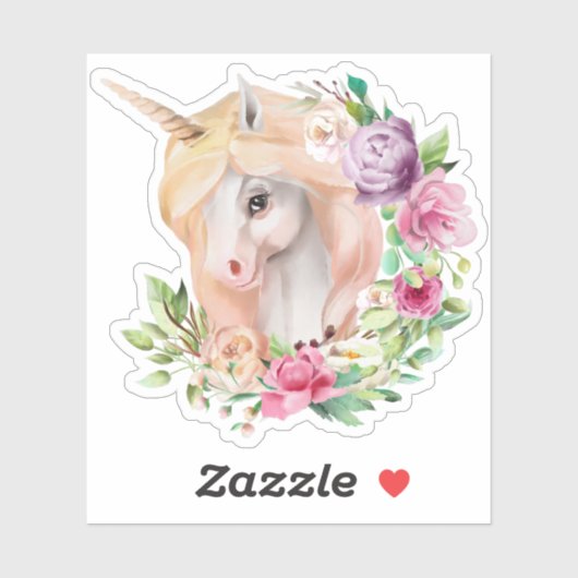 Sticker Unicorn Floral (Feuille)