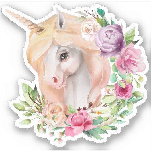 Sticker Unicorn Floral (Devant)