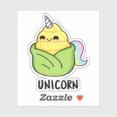 Sticker Unicorn Funny Baby Corn Pun (Feuille)