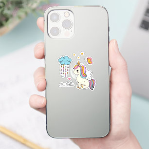 Sticker Unicorn mignon Whimsical Girl Nom personnalisé