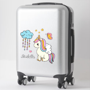 Sticker Unicorn mignon Whimsical Girl Nom personnalisé