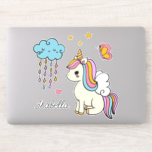 Sticker Unicorn mignon Whimsical Girl Nom personnalisé
