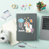 Sticker Unicorn mignon Whimsical Girl Nom personnalisé (Couverture iPad)
