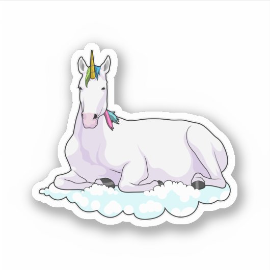 Sticker Unicorn on cloud (Devant)