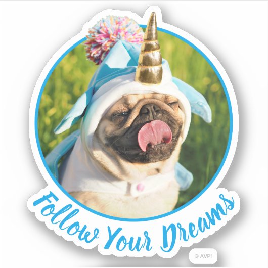 Sticker Unicorn pug (Devant)