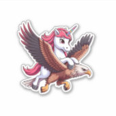 Sticker Unicorn Riding Red-tailed Hawk Boys Girls Men Wome (Devant)