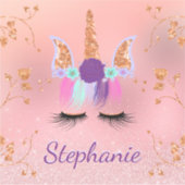 Sticker Unicorn Rose Gold Parties scintillant Nom personna (Devant)