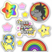 Sticker Unicorn Wish avec Star Cat et Rainbow (Devant)