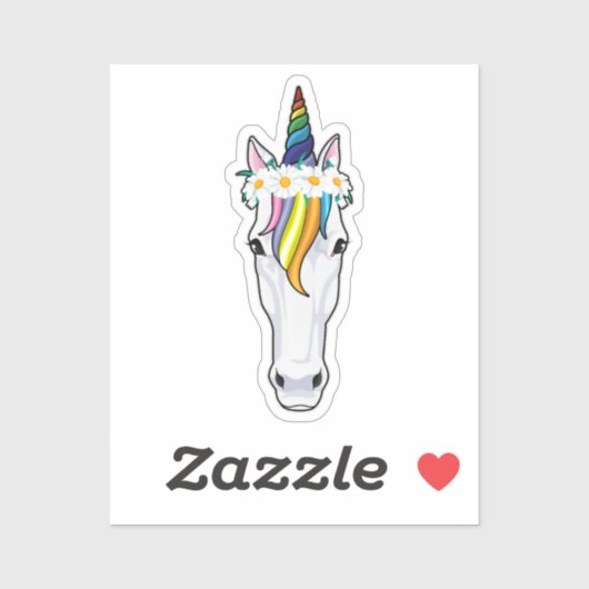 Sticker Unicorn with Flowers (Feuille)