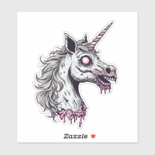 Sticker Unicorn Zombie Head (Feuille)