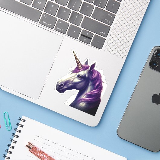 Sticker Unicorne (Ordinateur portable avec iPhone)