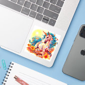 Sticker Unicorne (Ordinateur portable avec iPhone)