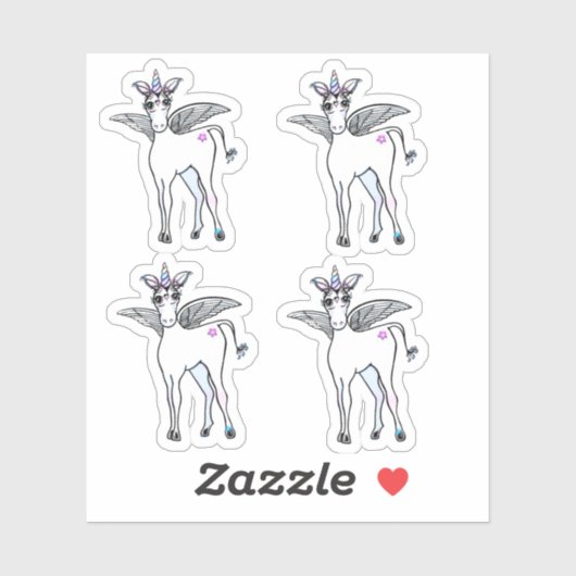 Sticker Unicorne à ailes magiques (Feuille)
