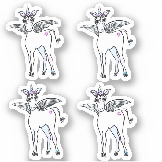 Sticker Unicorne à ailes magiques (Devant)