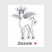 Sticker Unicorne à ailes magiques (Feuille)