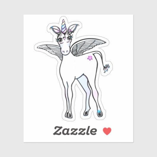 Sticker Unicorne à ailes magiques (Feuille)