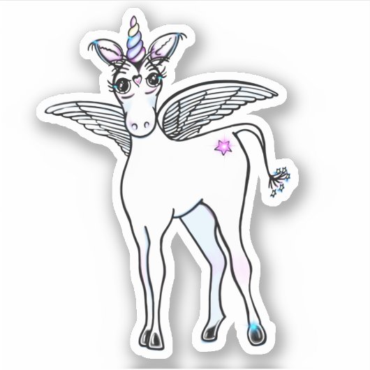 Sticker Unicorne à ailes magiques (Devant)