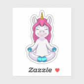 Sticker Unicorne à Meditate en position assise (Feuille)