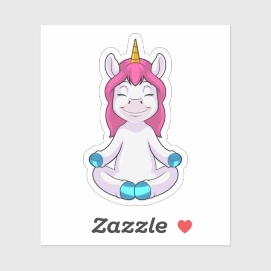 Sticker Unicorne à Meditate en position assise (Feuille)