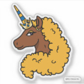 Sticker Unicorne Afro Jaune (Devant)