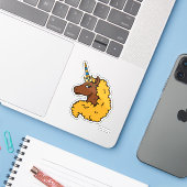 Sticker Unicorne Afro Jaune (Ordinateur portable avec iPhone)
