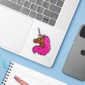 Sticker Unicorne Afro Rose Chaud (Ordinateur portable avec iPhone)